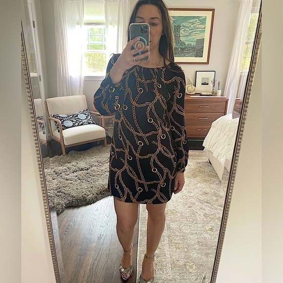 Milly Silk Simone Mini Dress Chain Print - Picture 2 of 16